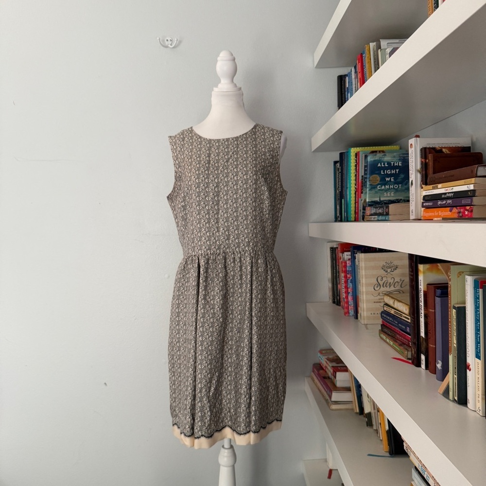 Miss Wu Lace Print Silk Twill Dress, Cream & Black color sz 12